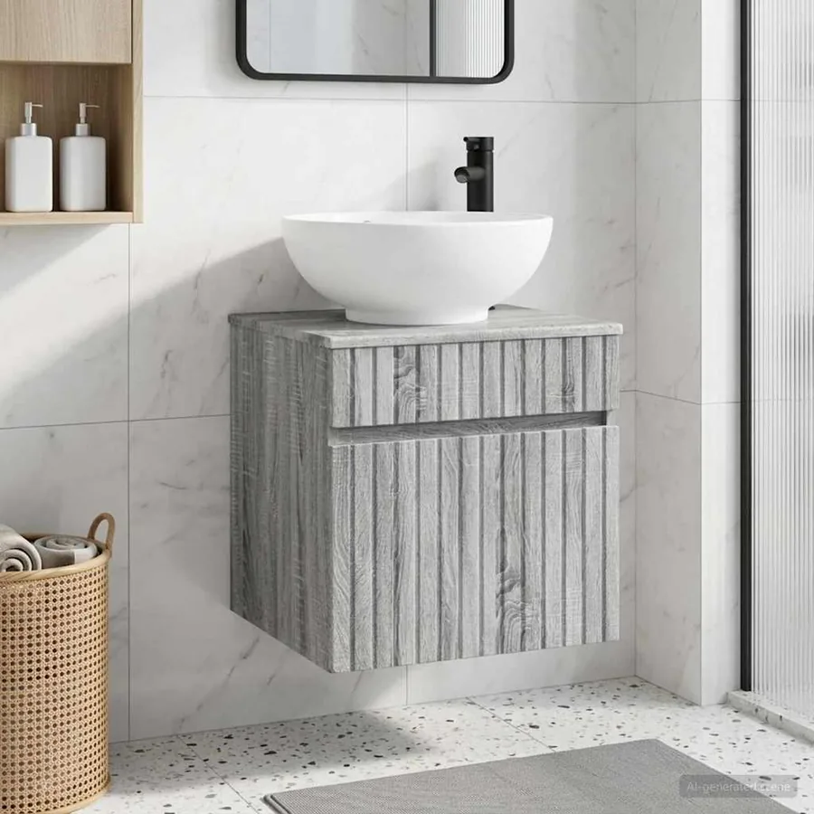 Meuble de lavabo mural Sonoma gris 49 x 44,5 x 66,5 cm