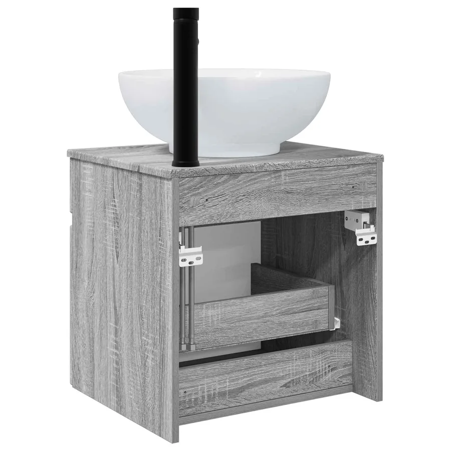 Meuble de lavabo mural Sonoma gris 49 x 44,5 x 66,5 cm - 4