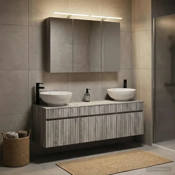 Ensemble d'armoire de salle de bain 4 pcs Sonoma gris