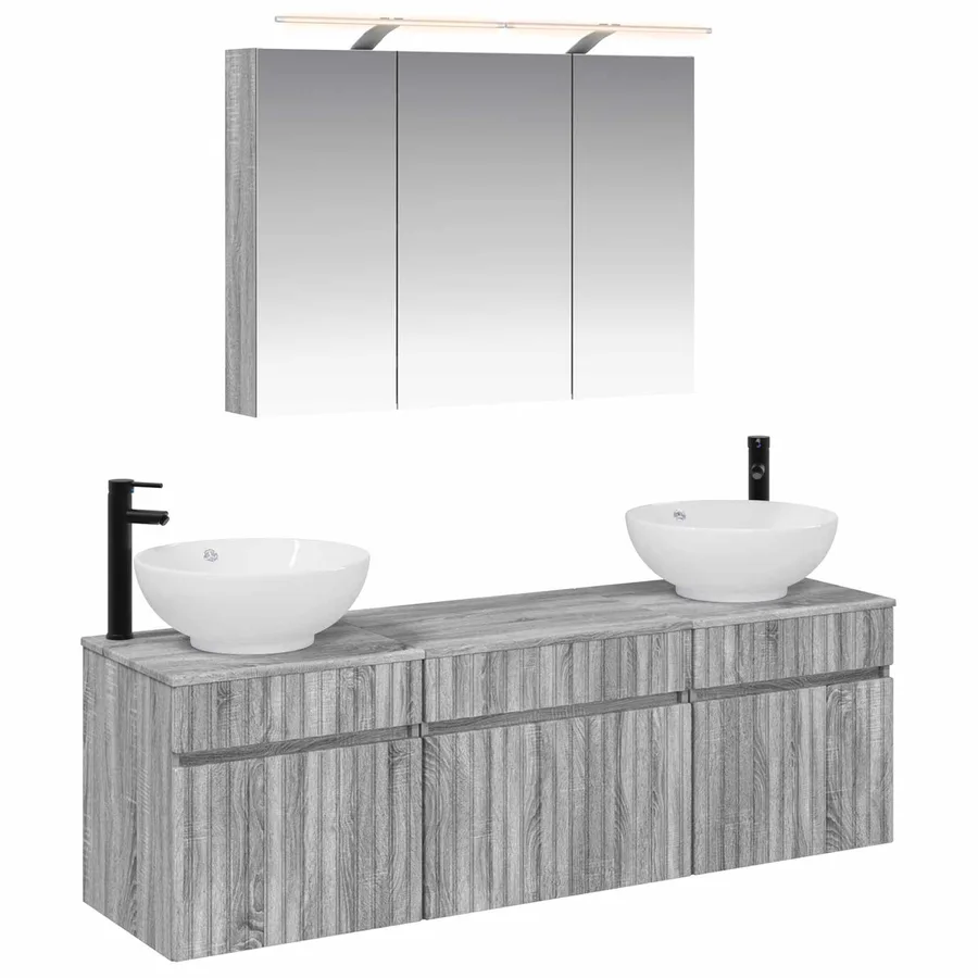 Ensemble d'armoire de salle de bain 4 pcs Sonoma gris - 2