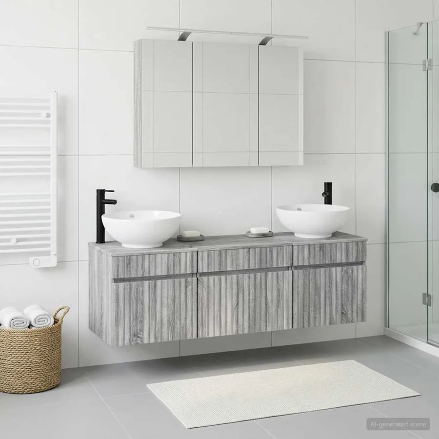 Ensemble d'armoire de salle de bain 4 pcs Sonoma gris - 4