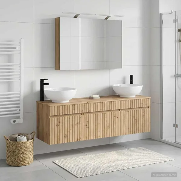 Ensemble d'armoire de salle de bain 4 pc Chêne artisanal