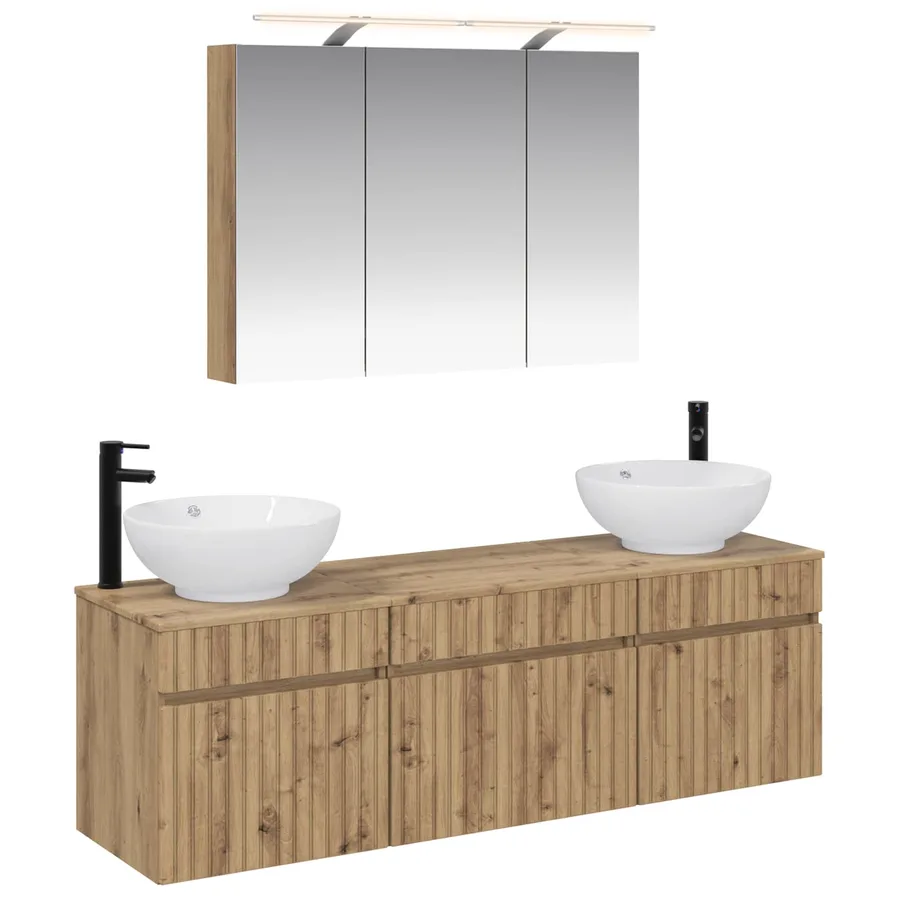 Ensemble d'armoire de salle de bain 4 pc Chêne artisanal - 2