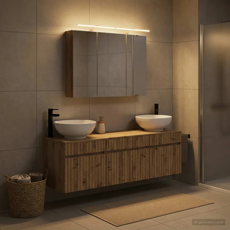 Ensemble d'armoire de salle de bain 4 pc Chêne artisanal - 4