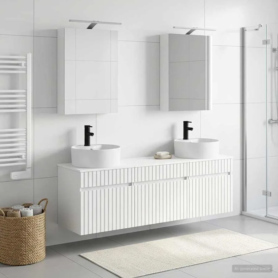 Ensemble d'armoire de salle de bain 5 pcs Blanc