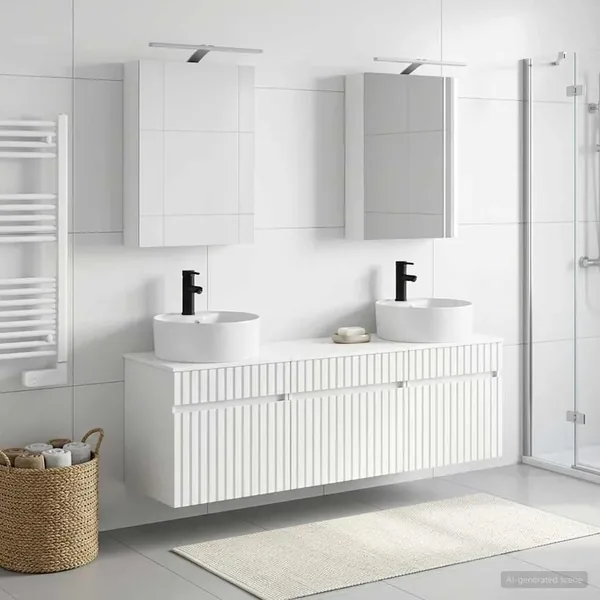 Ensemble d'armoire de salle de bain 5 pcs Blanc