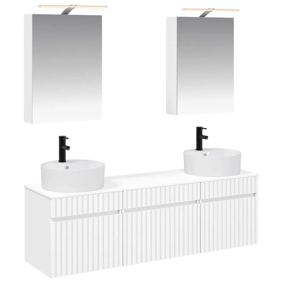Ensemble d'armoire de salle de bain 5 pcs Blanc - 2