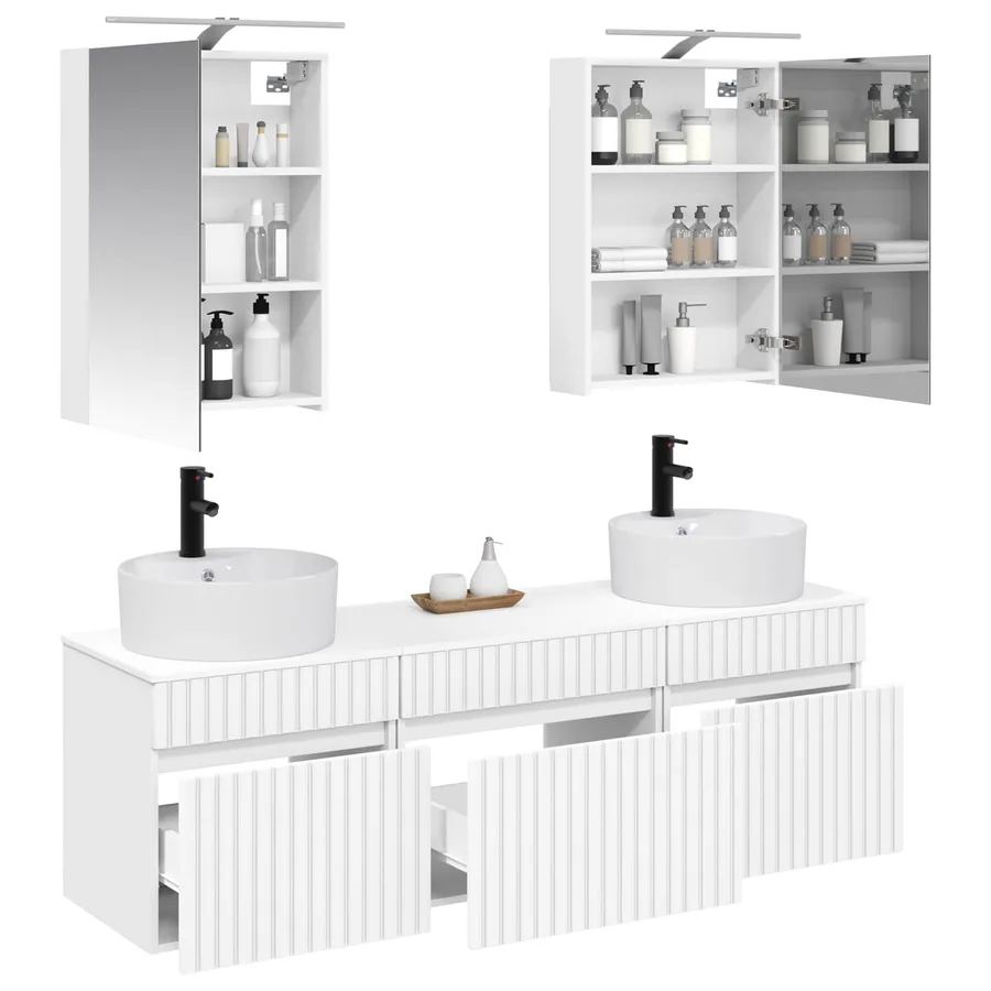 Ensemble d'armoire de salle de bain 5 pcs Blanc - 3