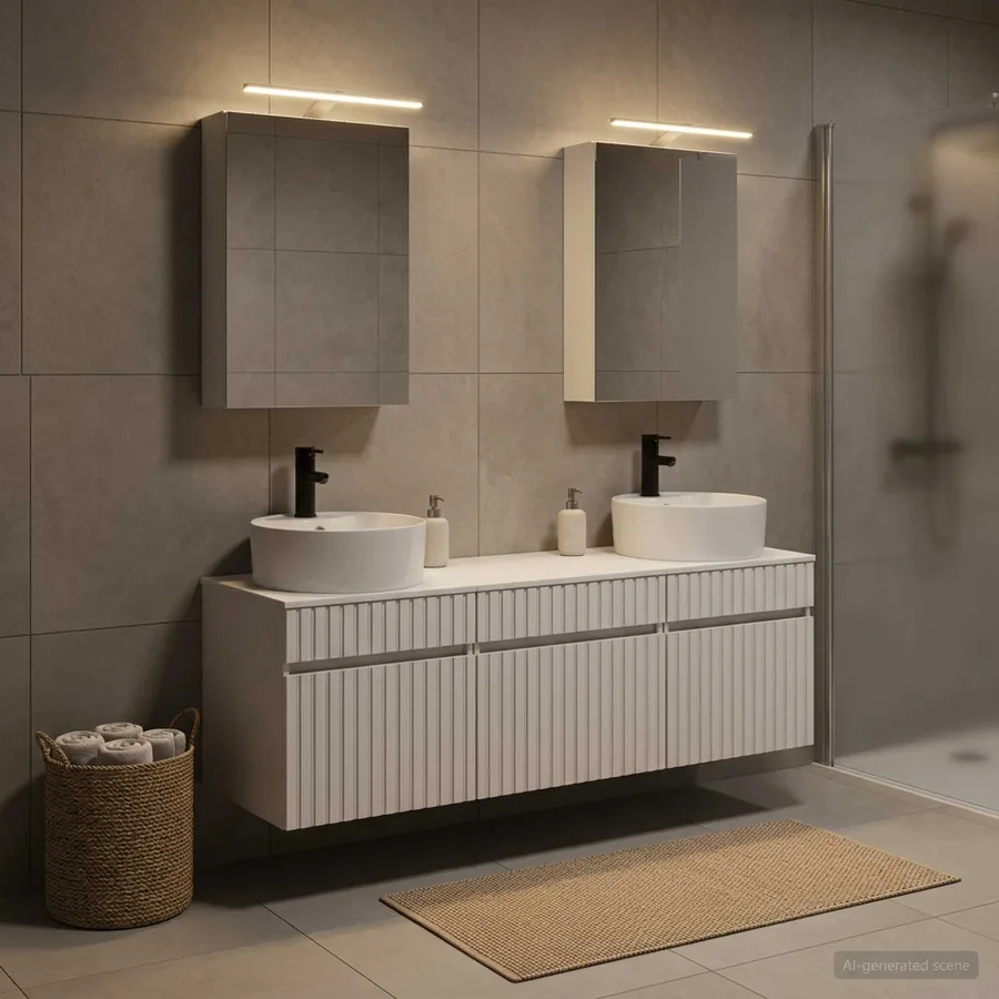 Ensemble d'armoire de salle de bain 5 pcs Blanc - 4