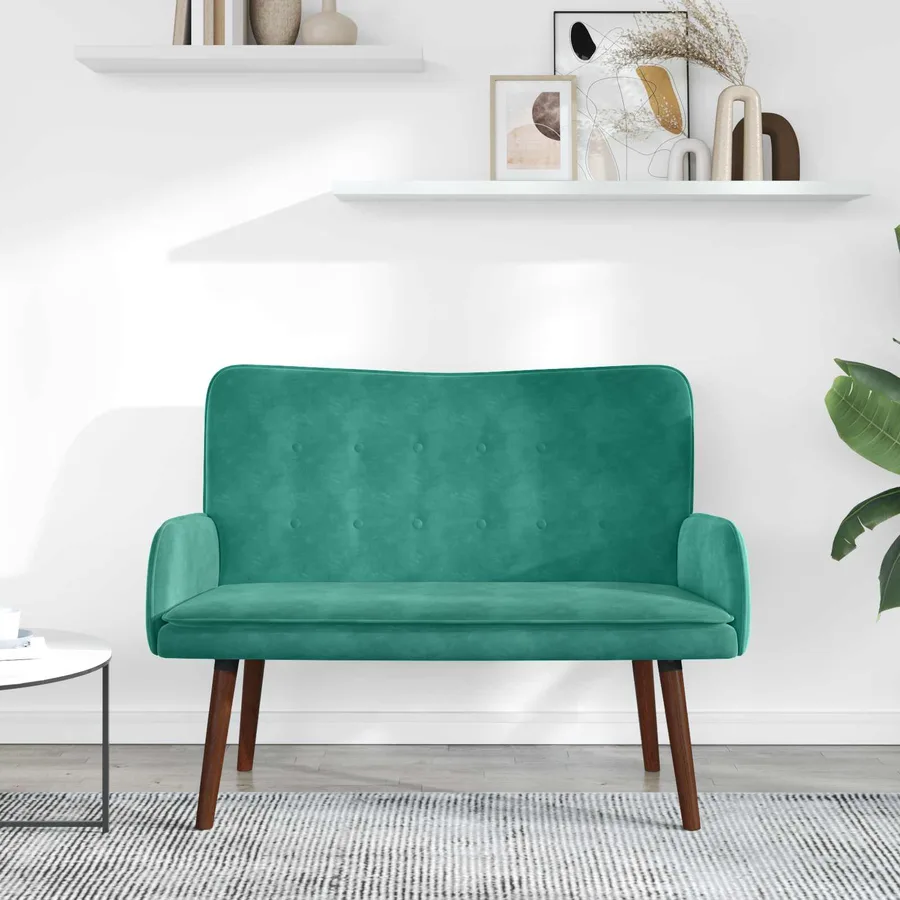 Sofa 2 places Turquoise 115 x 61 x 87 cm Velours - 3