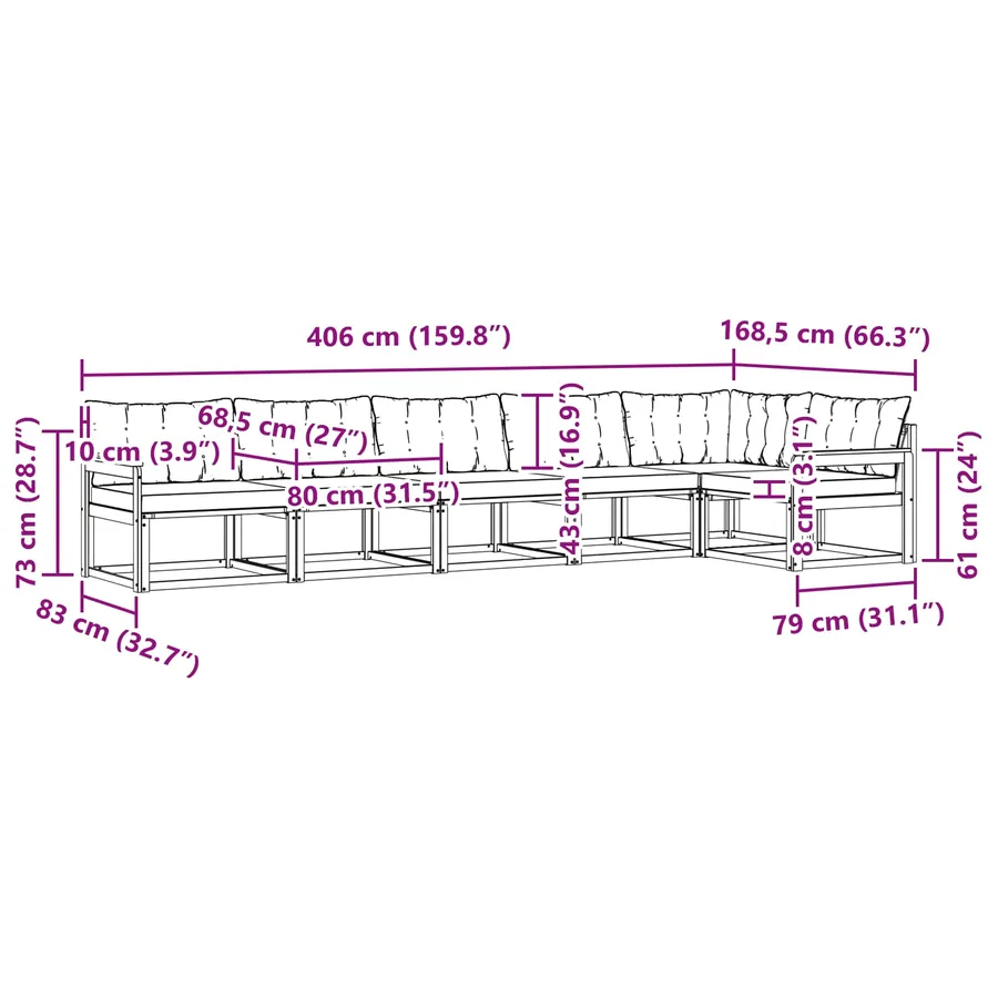 Ensemble de canapés d'extérieur 6 pcs Blanc et crème - 9