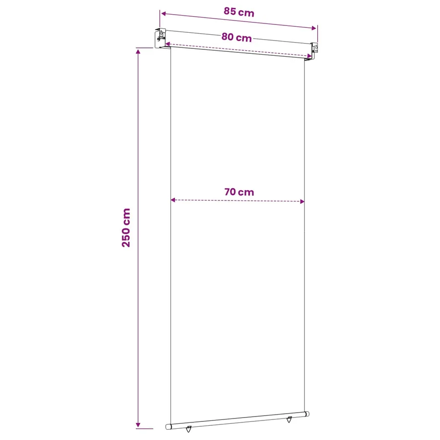 Store latéral de balcon 80 x 250 cm 100% polyester fer acier - 6
