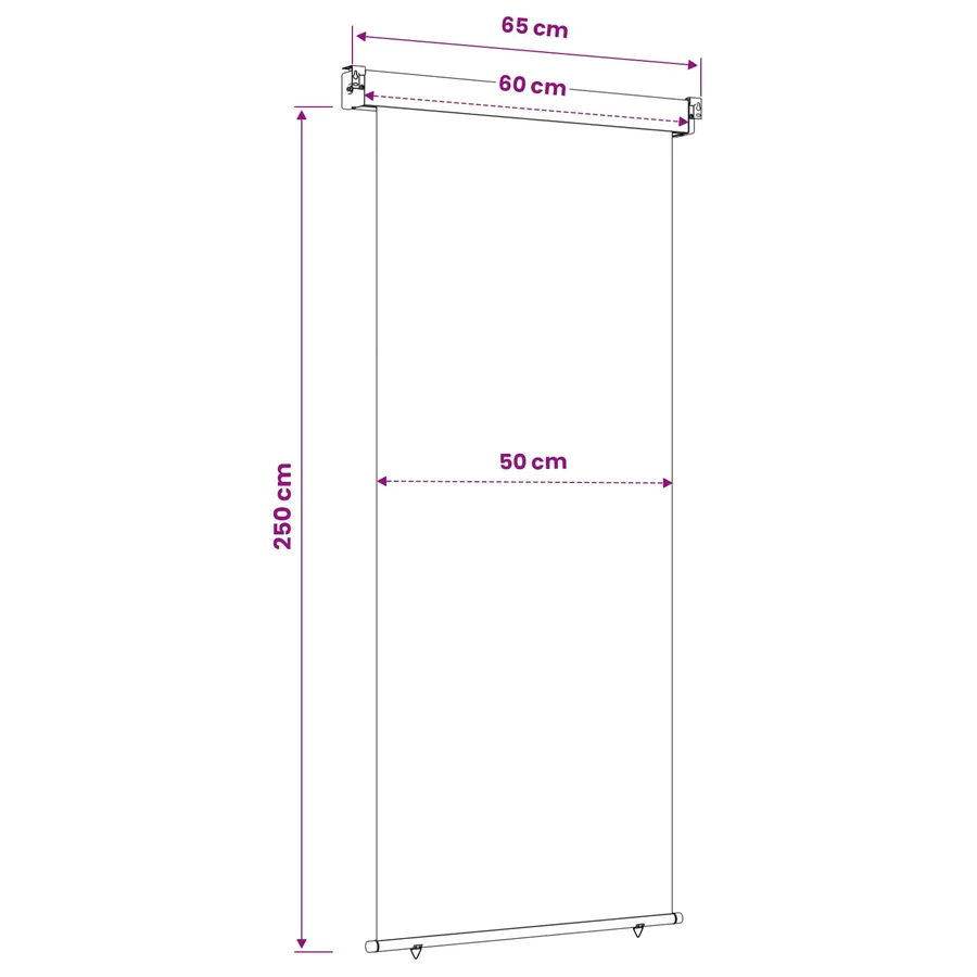 Store latéral de balcon 60 x 250 cm 100% polyester fer acier - 6