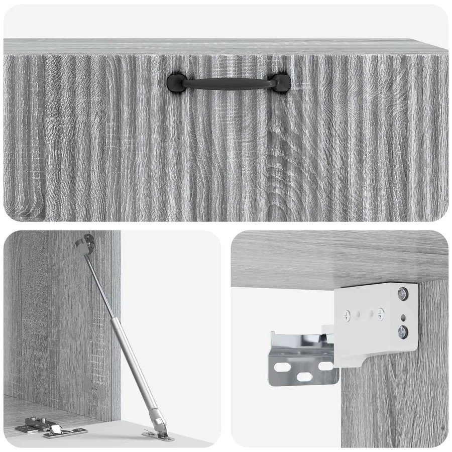 Meuble TV mural Sonoma gris 98 x 41 x 30 cm Bois d'ingénierie - 9