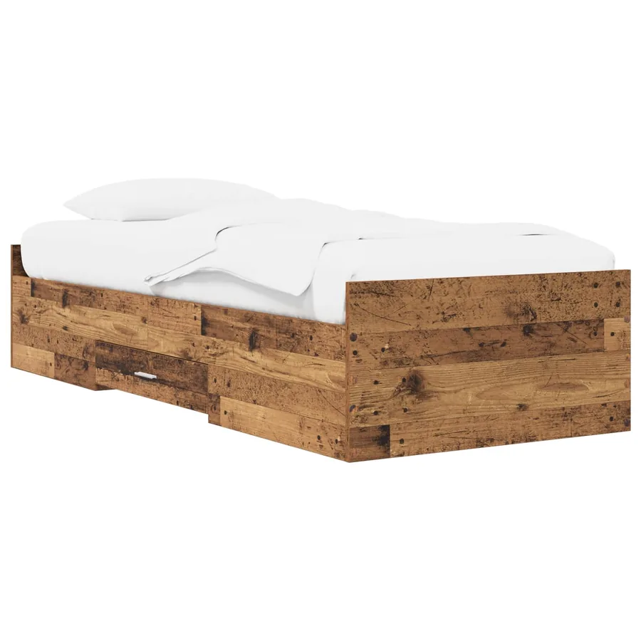 Cadre de lit avec rangement avec tiroir Bois ancien 80 x 200 cm