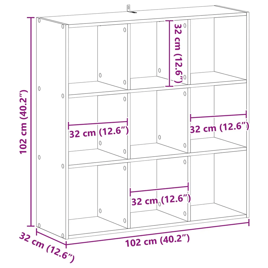 Bibliothèque Chêne noir 102 x 32 x 102 cm - 8