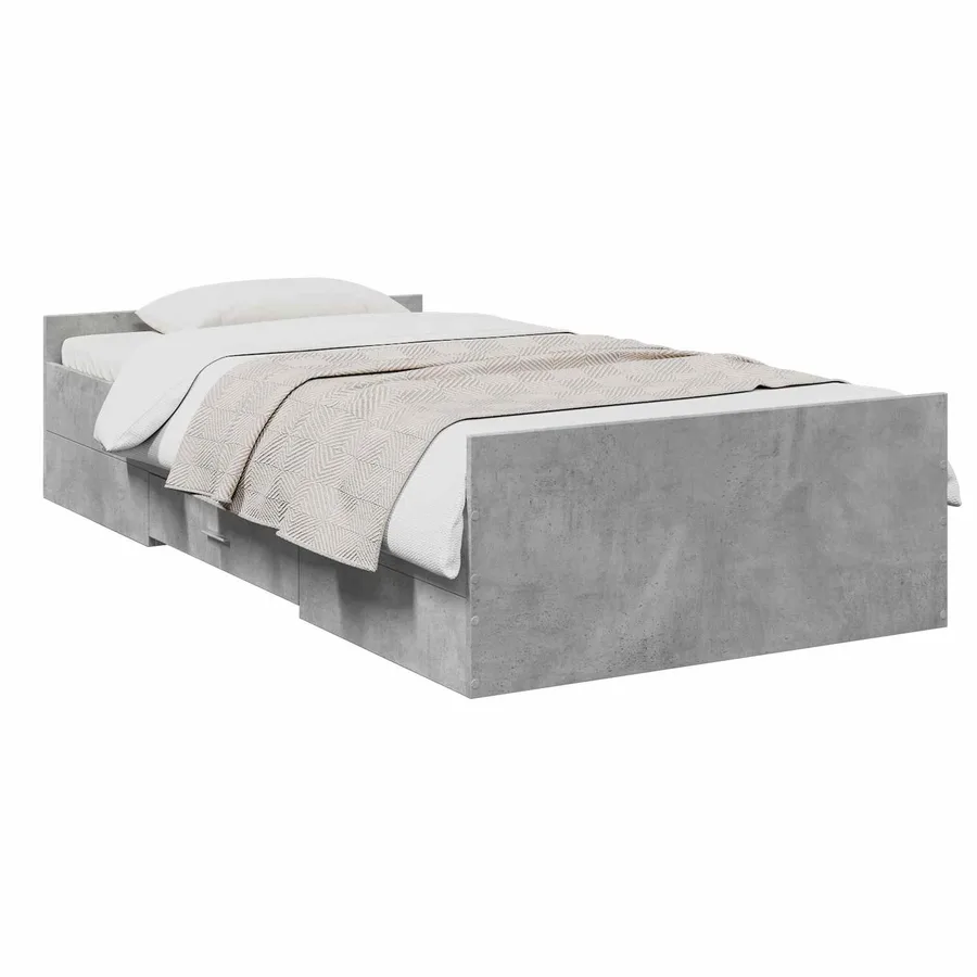 Cadre de lit avec rangement avec tiroir Gris béton 80 x 200 cm - 2