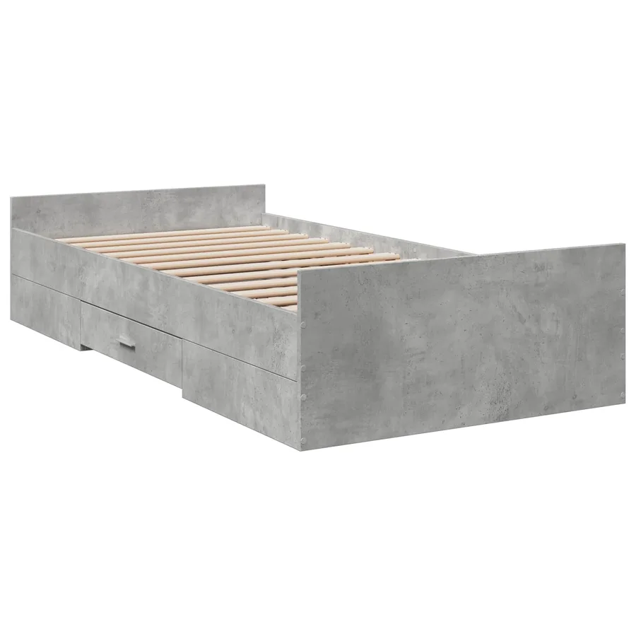 Cadre de lit avec rangement avec tiroir Gris béton 80 x 200 cm - 3