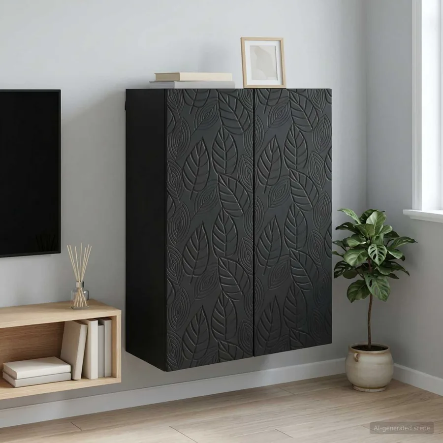 Armoire Murale Noir 66 x 34,5 x 90 cm Bois d'ingénierie