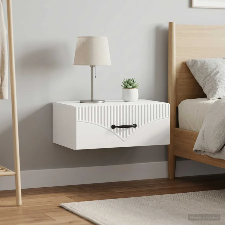 Cabinet de chevet mural 2 pcs Blanc 49 x 34,5 x 20 cm - 4