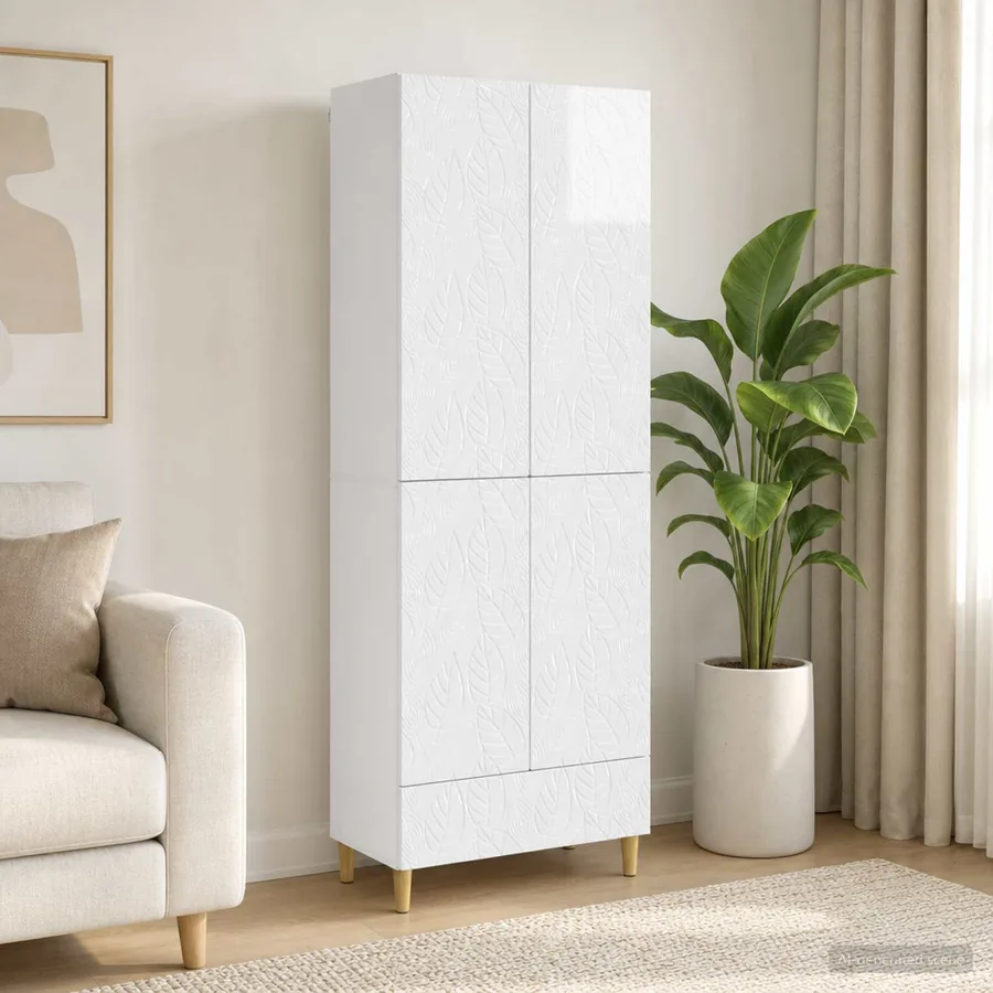 Ensemble de Meubles 2 pcs Blanc brillant Bois d'ingénierie