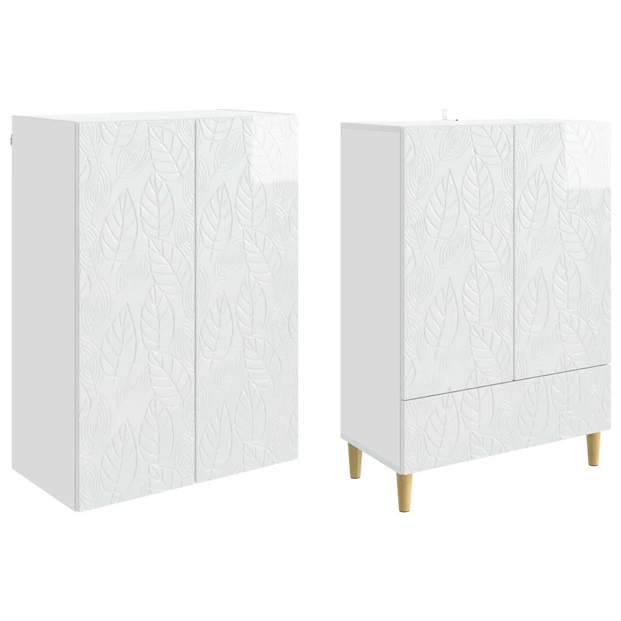 Ensemble de Meubles 2 pcs Blanc brillant Bois d'ingénierie - 4