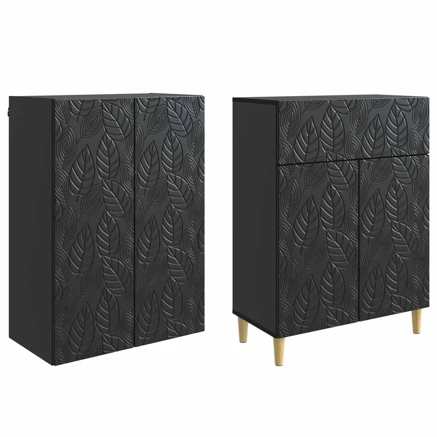 Ensemble de Meubles 2 pcs Noir Bois d'ingénierie - 4
