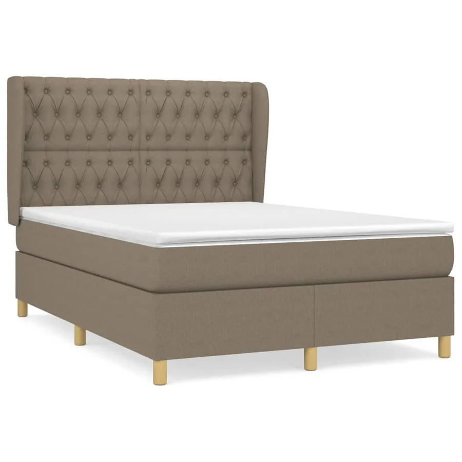 Sommier à lattes de lit avec matelas Taupe 140x200 cm Tissu - 2