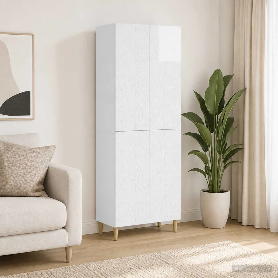 Ensemble de Meubles 2 pcs Blanc brillant Bois d'ingénierie