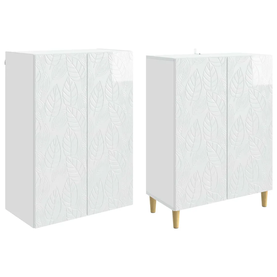 Ensemble de Meubles 2 pcs Blanc brillant Bois d'ingénierie - 4