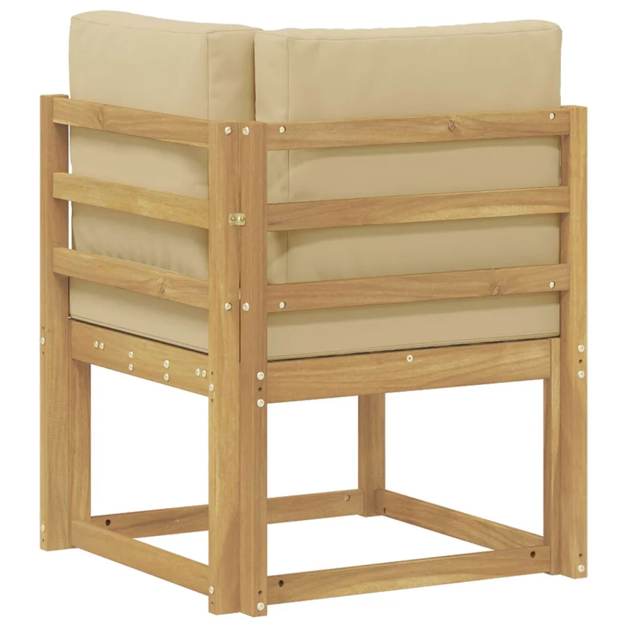 Canapé d'angle extérieur Bois d'Acacia Massif Blanc - 5