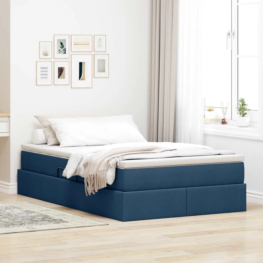 Lit avec rangement et matelas Bleu 120 x 190 cm Polyester