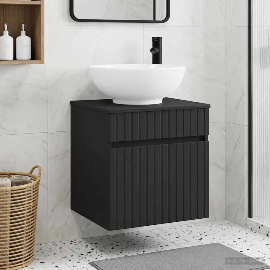 Meuble de lavabo mural Noir 49 x 44,5 x 66,5 cm