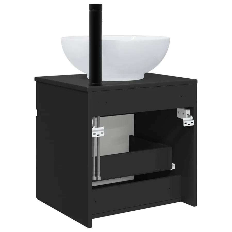 Meuble de lavabo mural Noir 49 x 44,5 x 66,5 cm - 4