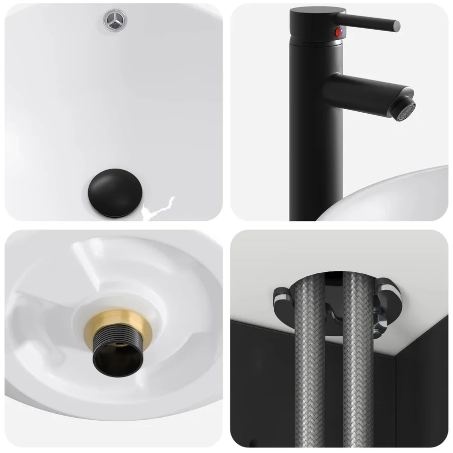 Meuble de lavabo mural Noir 49 x 44,5 x 66,5 cm - 6