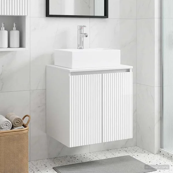 Vanité de lavabo mural Blanc brillant 49,5 x 41 x 62,5 cm