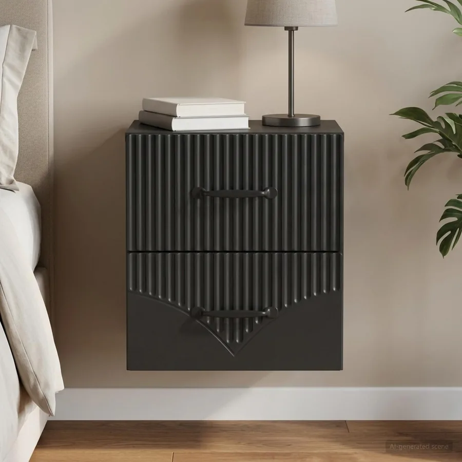 Cabinet de chevet mural avec tiroir Noir 34,5 x 33 x 40 cm