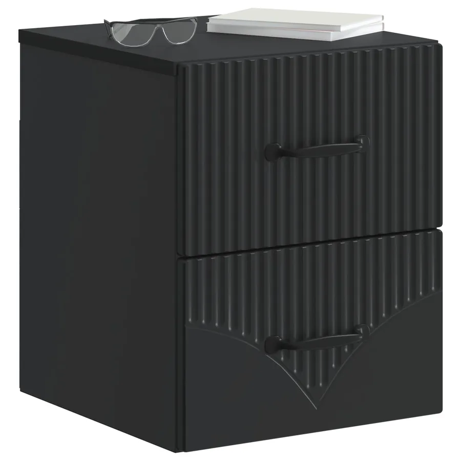 Cabinet de chevet mural avec tiroir Noir 34,5 x 33 x 40 cm - 3