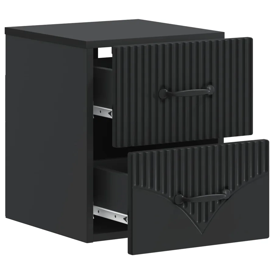 Cabinet de chevet mural avec tiroir Noir 34,5 x 33 x 40 cm - 4