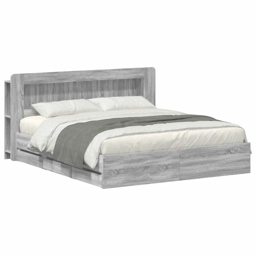 Cadre de lit avec rangement Sonoma gris 200 x 200 cm - 2