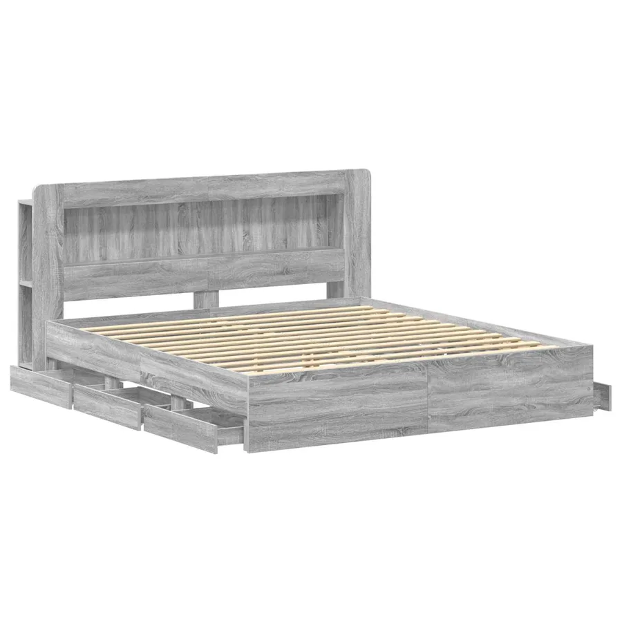 Cadre de lit avec rangement Sonoma gris 200 x 200 cm - 4