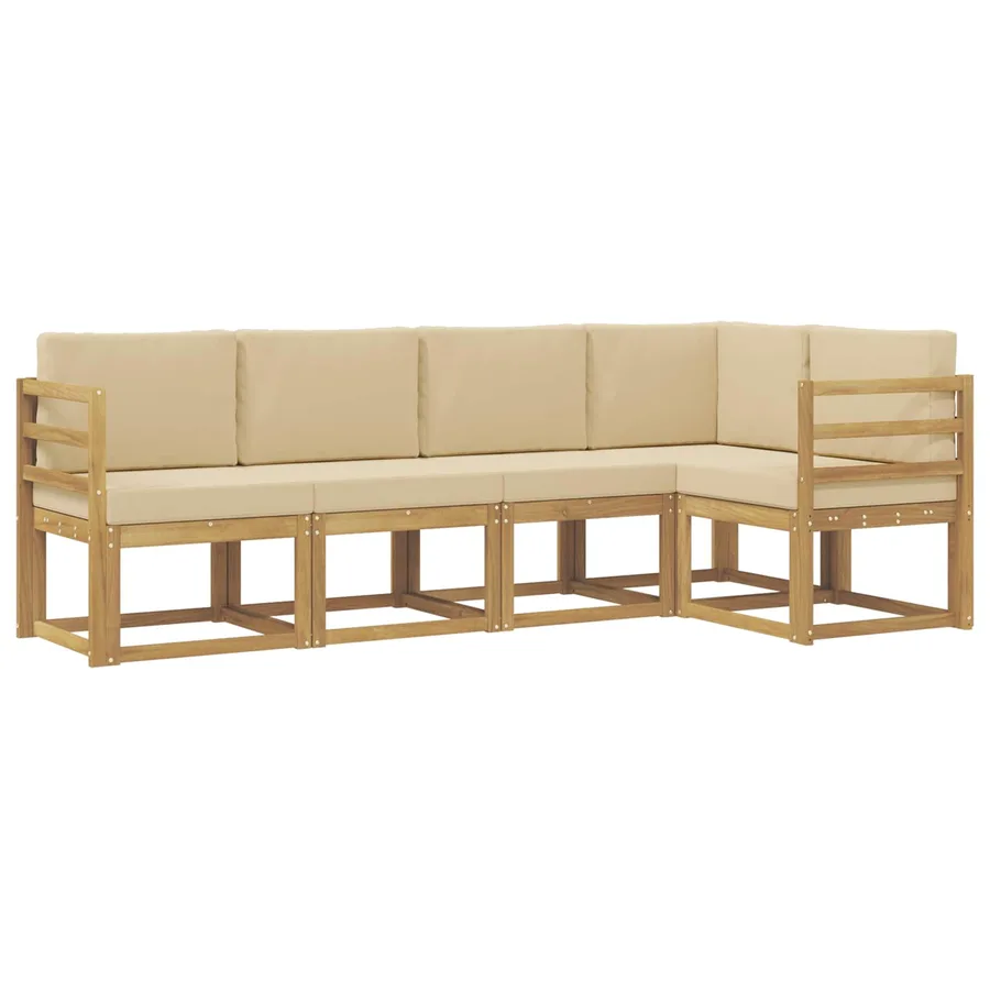Ensemble de canapés d'extérieur 5 pcs Blanc et Beige - 2