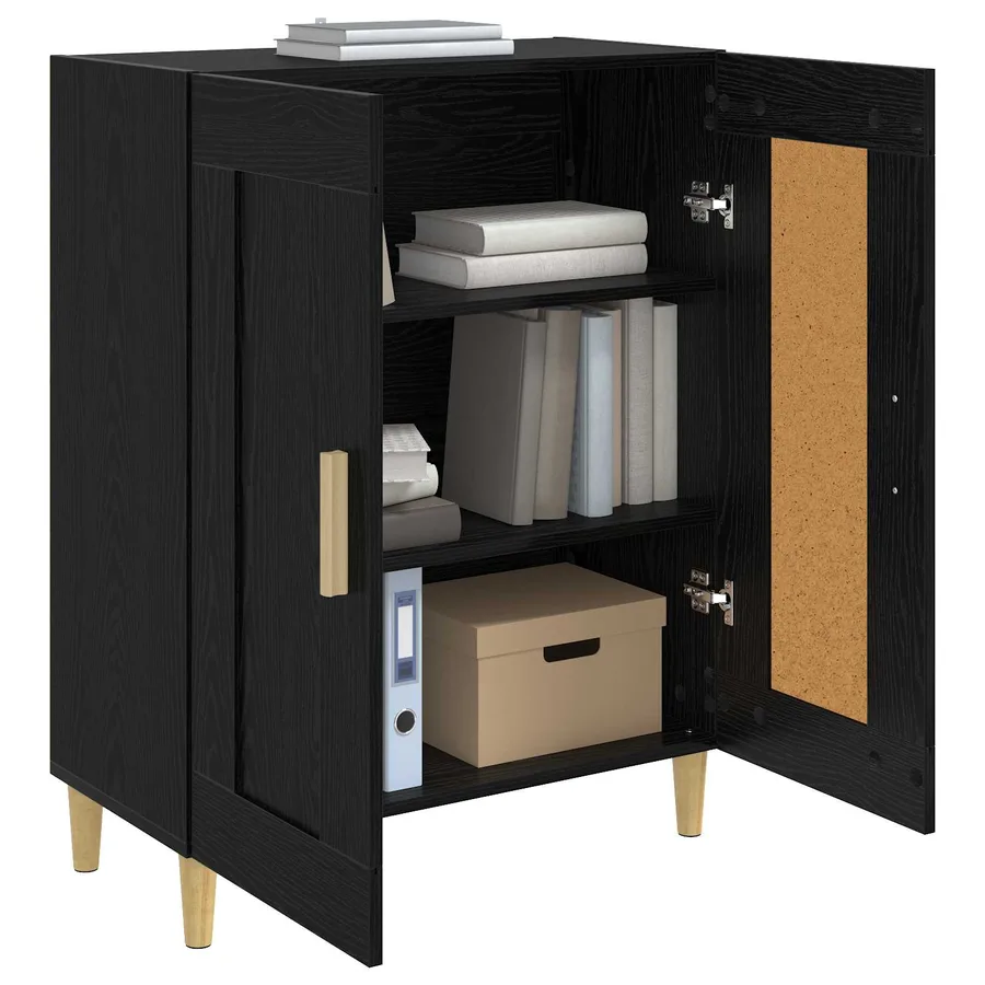 Buffet Chêne noir 69,5 x 34 x 90 cm Bois d'ingénierie - 2