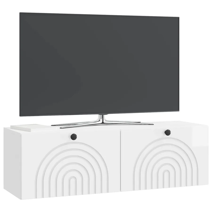 Meuble TV mural Montage mural Blanc brillant 98 x 31 x 30 cm - 3