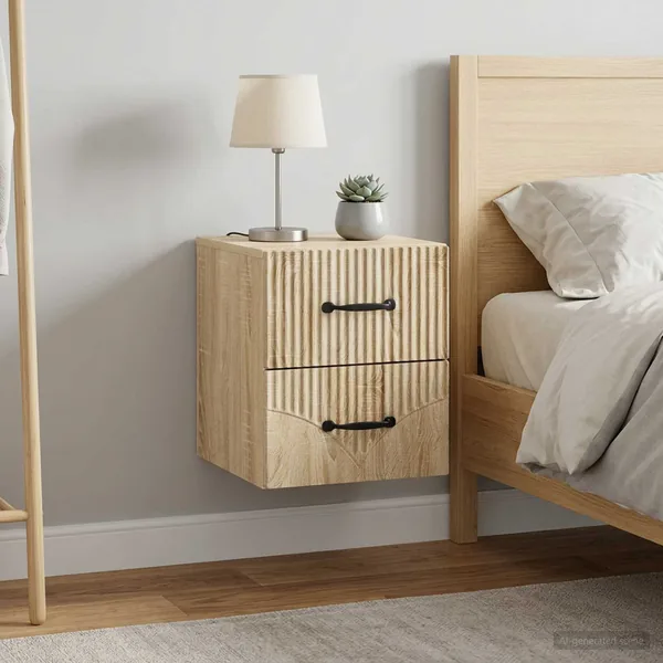 Cabinet de chevet mural 2 pcs Chêne Sonoma 34,5 x 33 x 40 cm