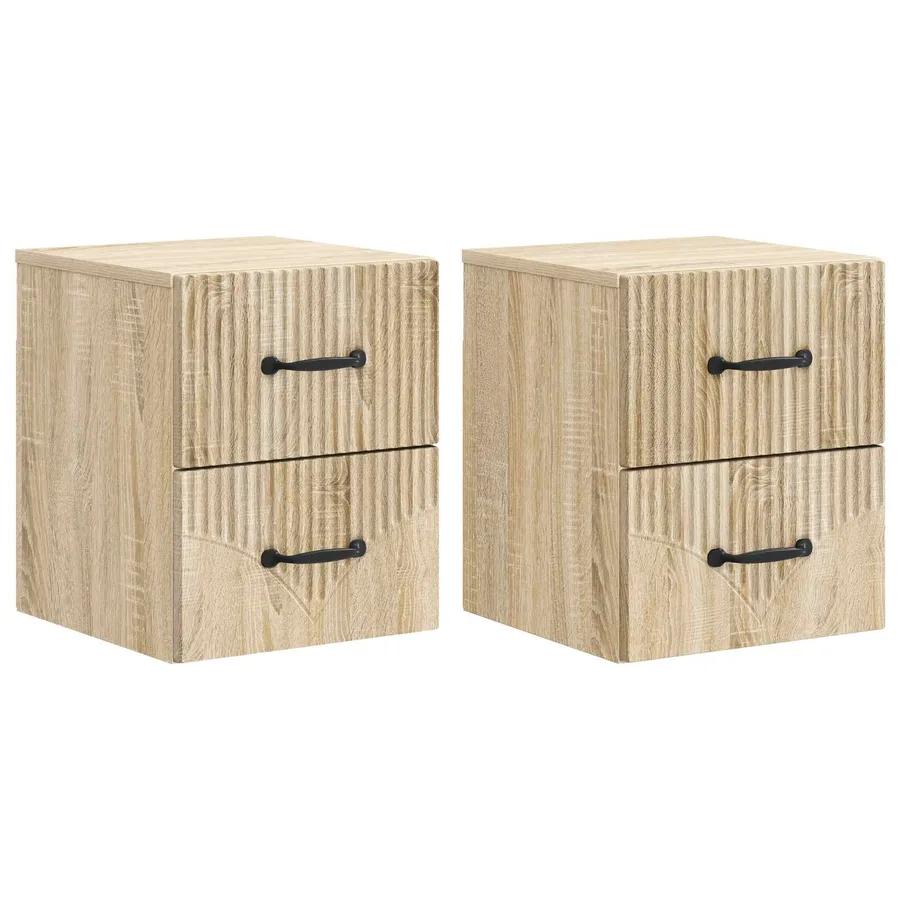 Cabinet de chevet mural 2 pcs Chêne Sonoma 34,5 x 33 x 40 cm - 2