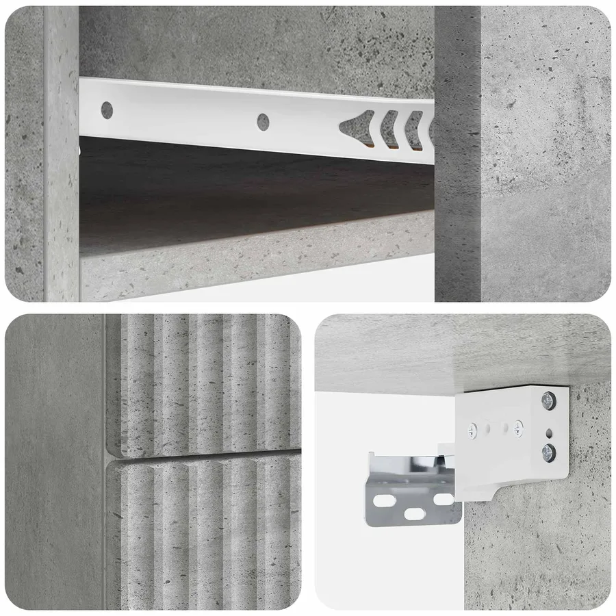 Cabinet de chevet mural 2 pcs Gris béton 34,5 x 33 x 40 cm - 8