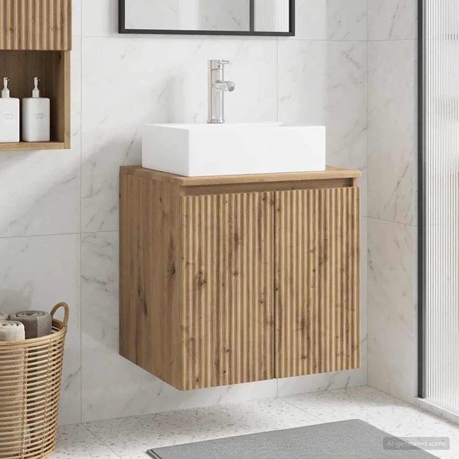 Vanité de lavabo mural Chêne artisanal 49,5 x 41 x 62,5 cm