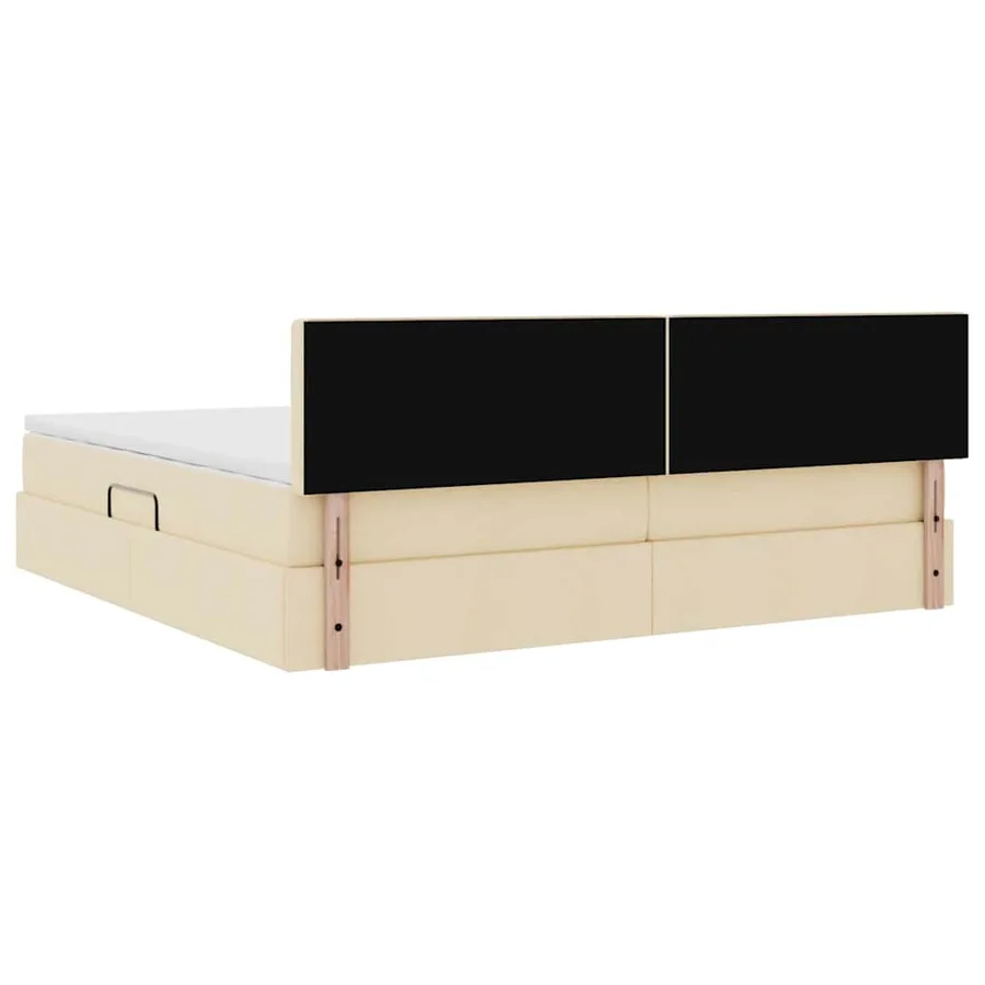 Lit avec rangement et matelas Crème 200 x 200 cm - 11