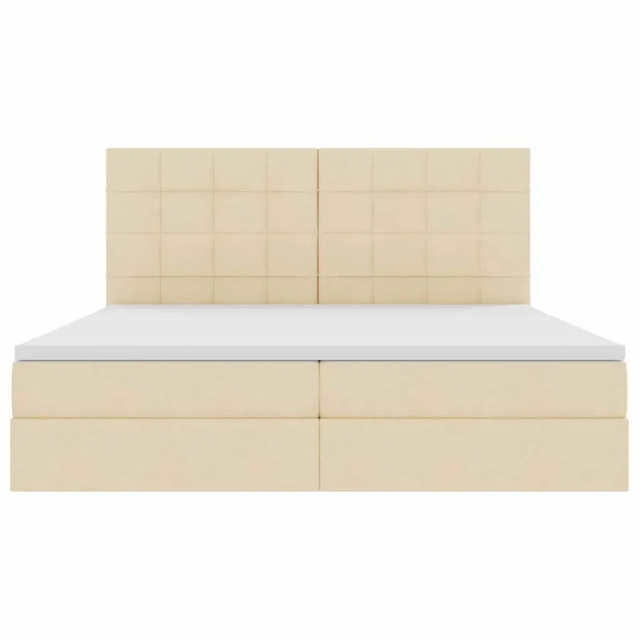 Lit avec rangement et matelas Crème 200 x 200 cm tissu - 7